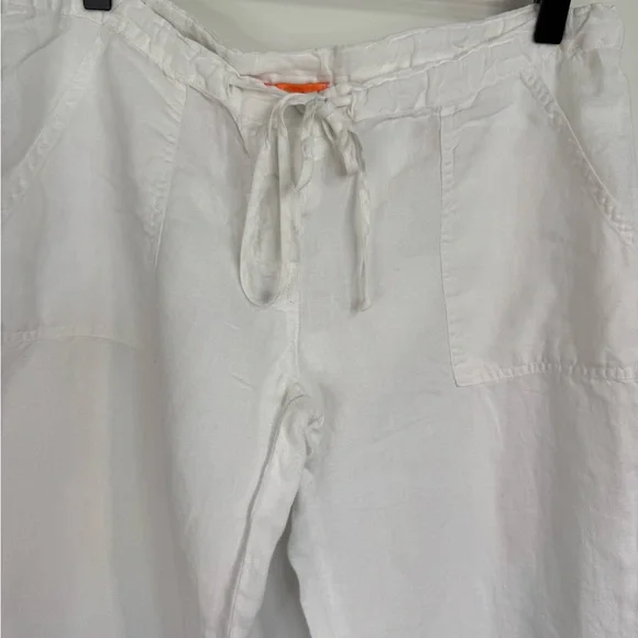 Juicy Couture Vintage Y2K White Linen Pants Low Rise Wide Leg Drawstring Small - Picture 2 of 9